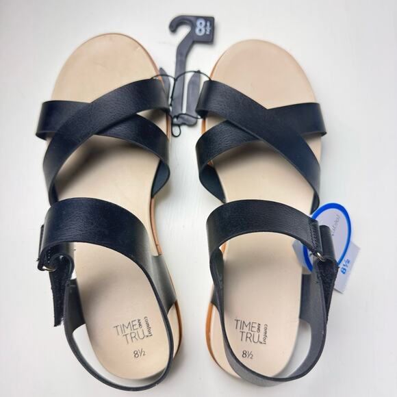 Time and Tru Adjustable Ankle  Strap So Comfortable Black Sandals Sz 8.5 NWT - Picture 15 of 16